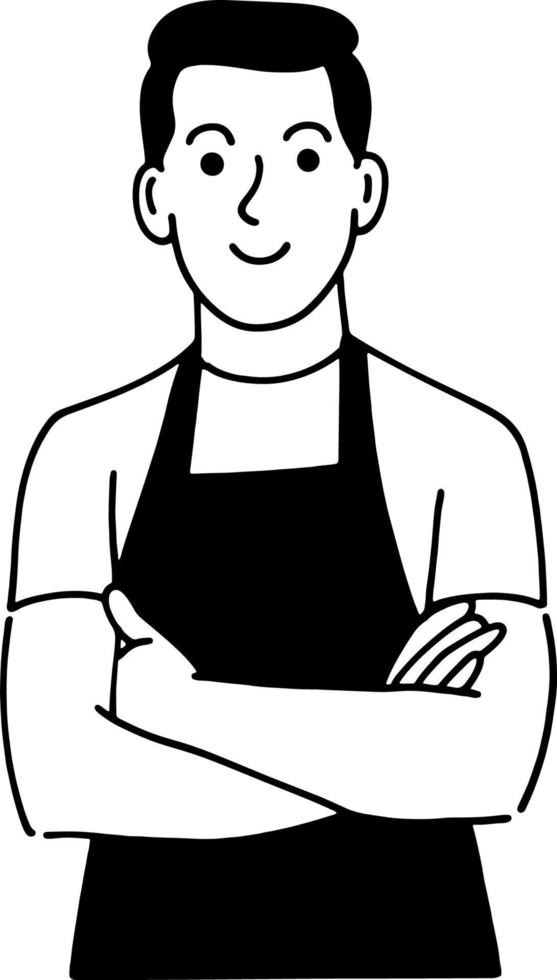 illustration av manlig servitör leende vektor