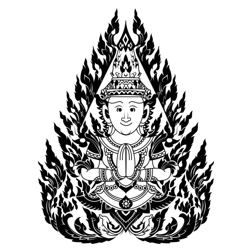thai buddhism konst för tatuering, skjorta eller textil- design vektor