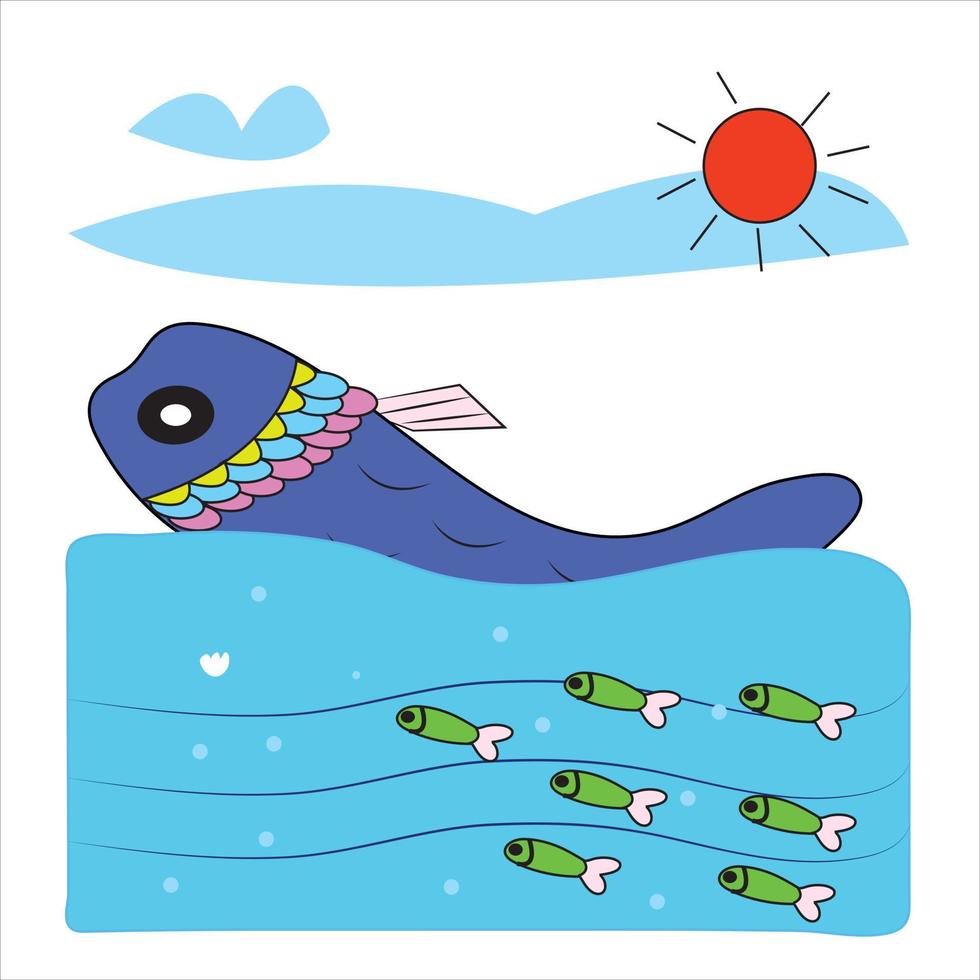 komisch Hai Karikatur tragen Pirat Hut mit Tintenfisch Unterwasser, Färbung Buch oder Seite vektor