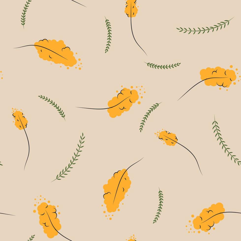 botanisk sömlös mönster med gul mimosa blommor och löv. bakgrund med blommande växter. naturlig vektor illustration för textil- skriva ut, tapet, omslag papper