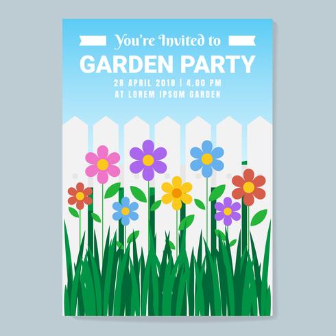 Vektor-Garten-Party Einladung mit Blumen-Illustration vektor