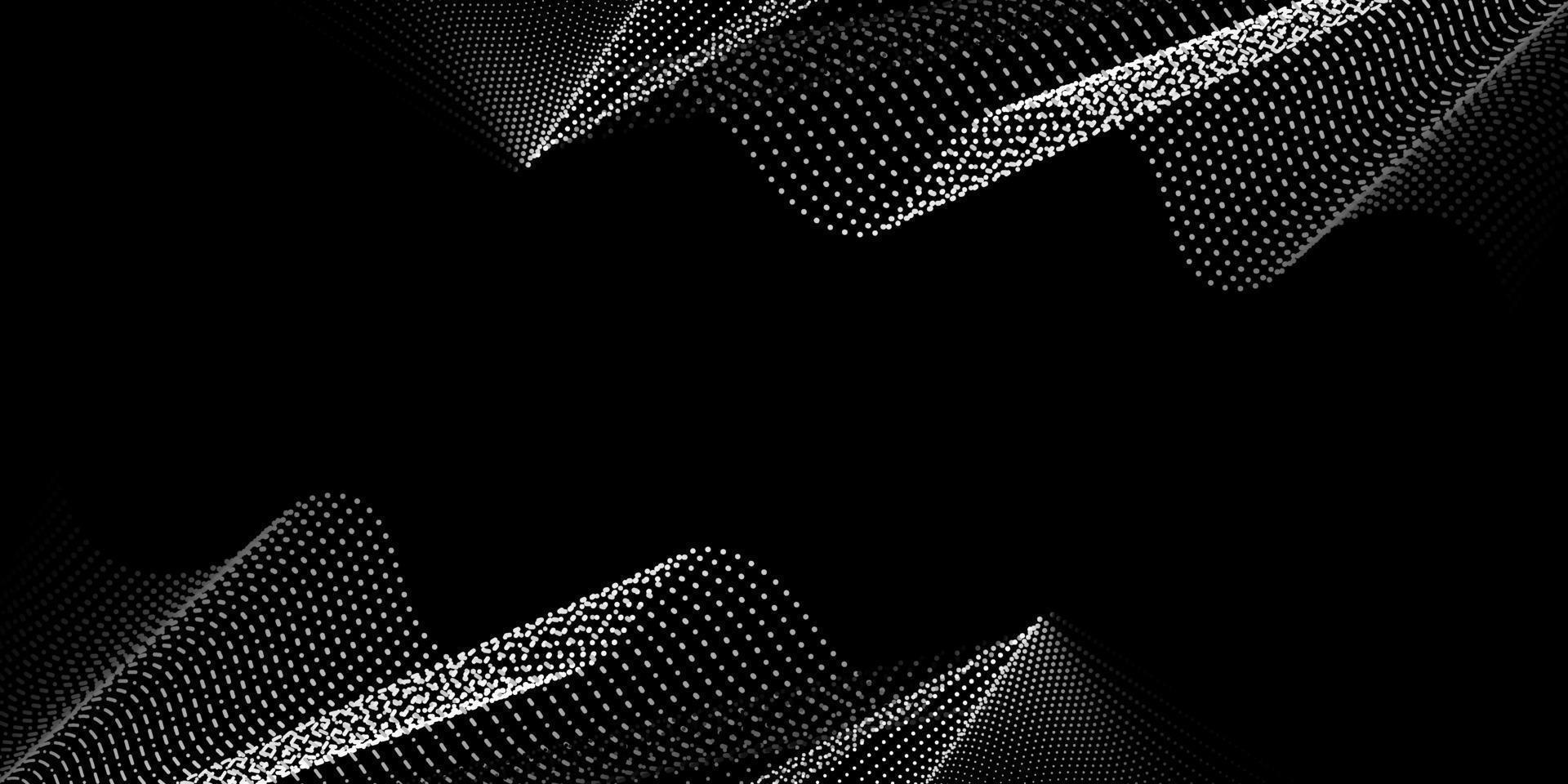 3d Weiß Partikel Welle Muster auf ein schwarz Hintergrund. Digital abstrakt Hintergrund. können Sein angewendet zum Netz Design, Webseite, Hintergrund, Banner oder Abdeckung. Vektor Illustration.