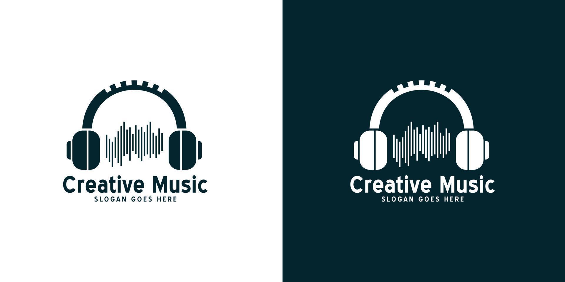 kreativ musik studio logotyp modern minimalistisk vektor
