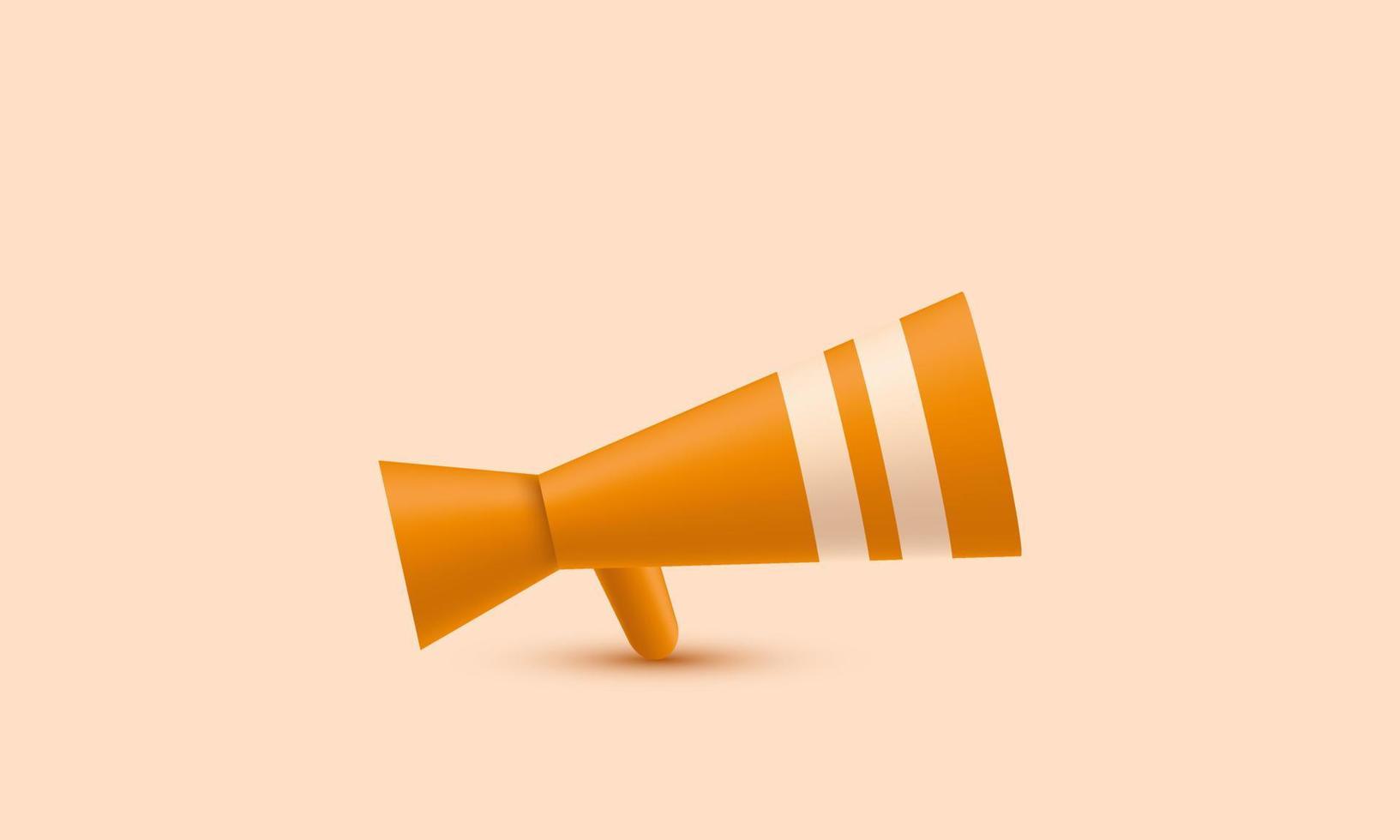 illustration realistisk modern orange högt högtalare megafon symbol ikon 3d kreativ isolerat på bakgrund vektor