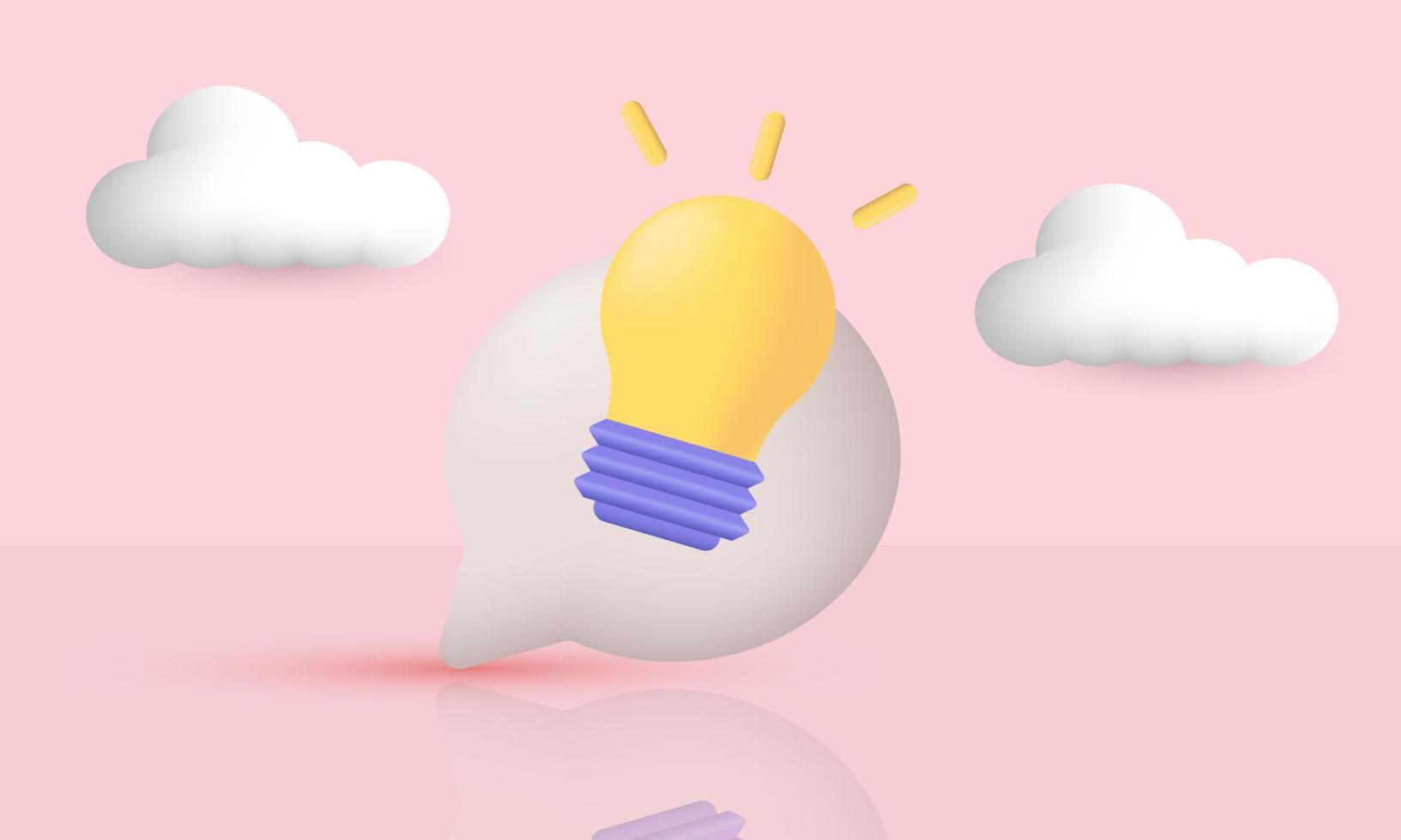 illustration realistisk vektor ikon bubbla ljus Glödlampa idéer analytisk 3d kreativ isolerat på bakgrund