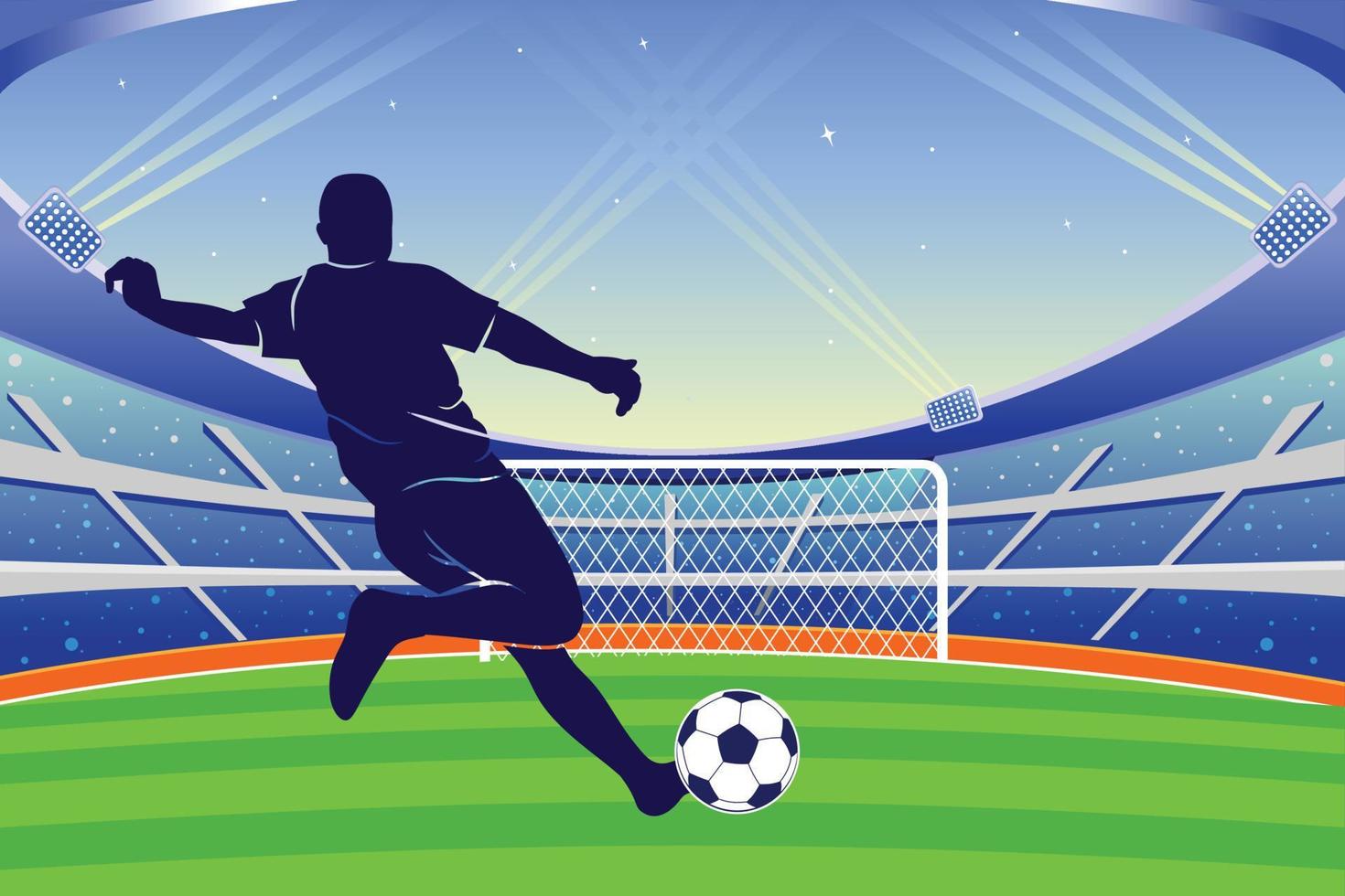 Fußball und Fußball Spieler Mann Illustration Logo Vektor. Fußball Hintergrund zum Banner, Fußball Meisterschaft vektor