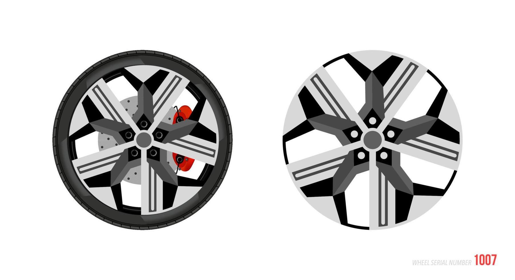 realistisk bil fälg. hjul och fälg symbol i modern och platt stil. vektor illustration av bil element för webb och mobil design. isolerat på vit bakgrund.