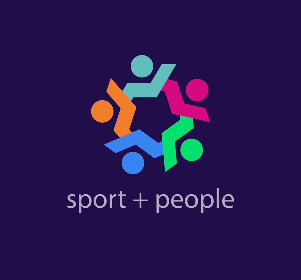 Sport Mannschaft und Menschen und Laufen Logo. einzigartig Farbe Übergänge. Menschen tun Sport Logo Vorlage. Vektor