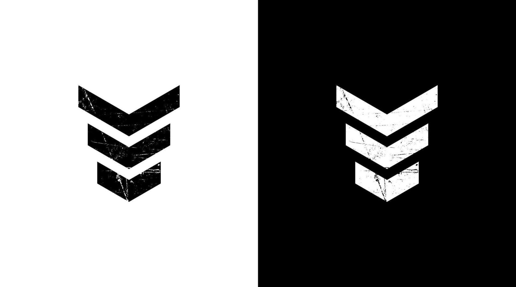 Militär- Klasse Abzeichen Logo Grunge Vektor Monogramm schwarz und Weiß Symbol Stil Design Vorlage