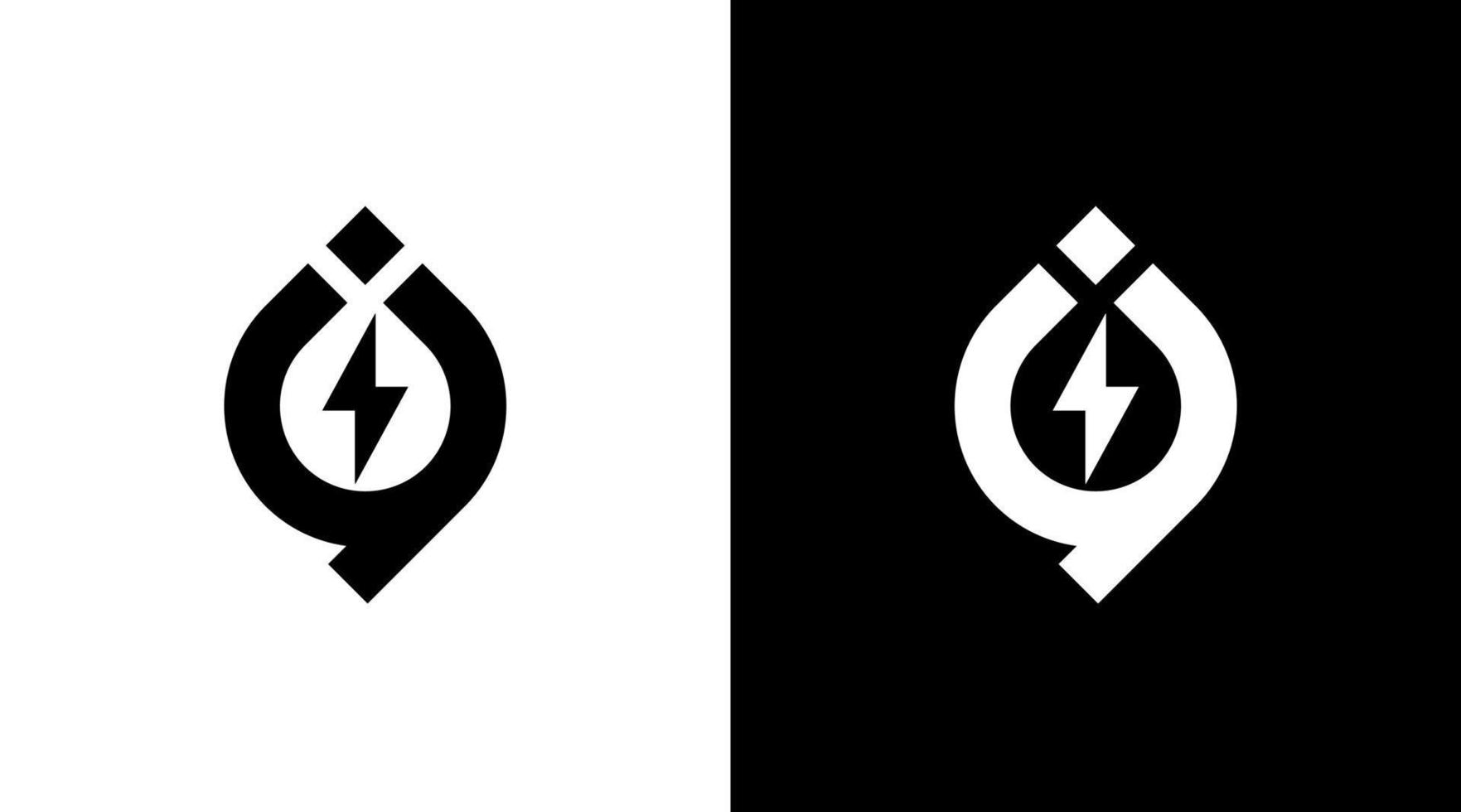 blixt- åska logotyp vektor eco energi svart och vit ikon stil design mall