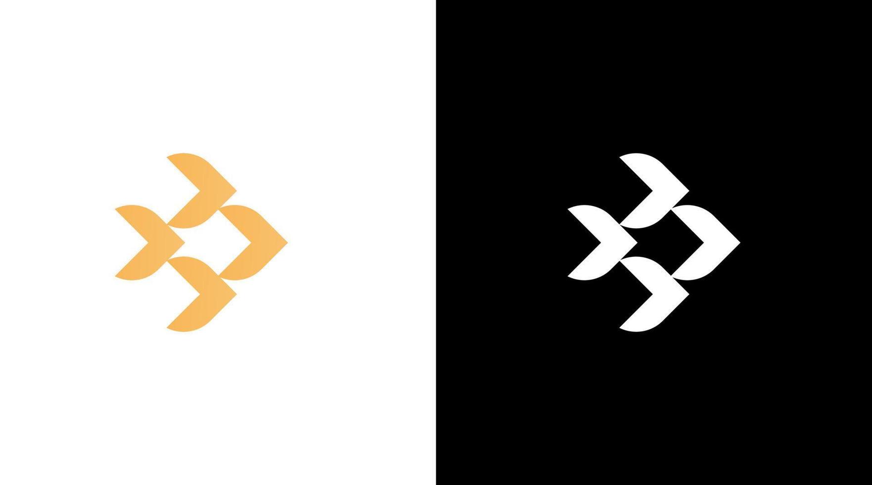 geometrisk fisk och pil logotyp design vektor monogram ikon stil mall