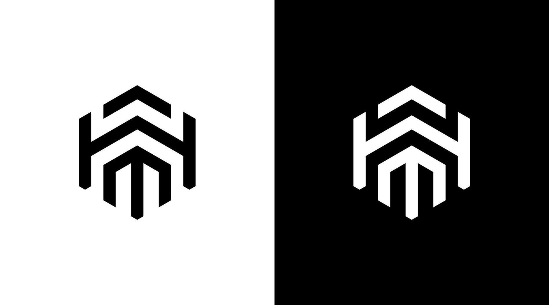 hm logotyp monogram sexhörning brev första konstruktion verklig egendom ikon stil mönster mallar vektor