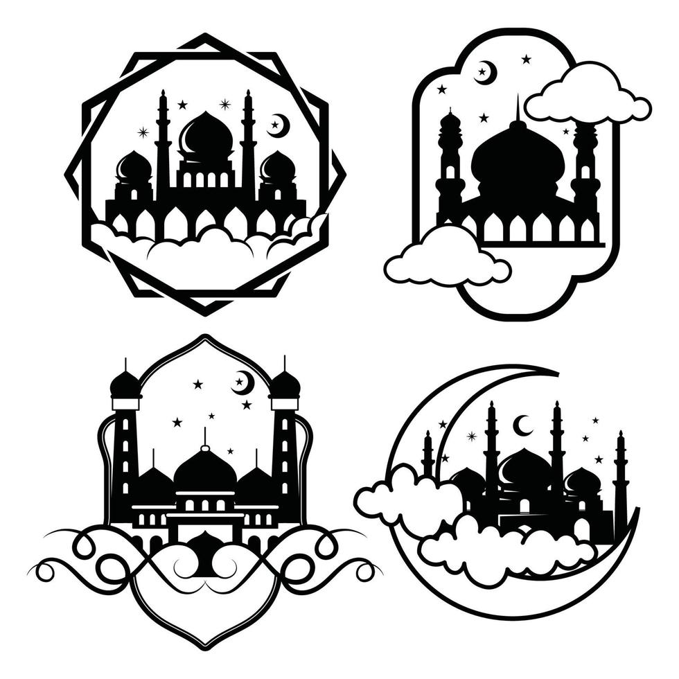 Ramadan Karrem, eid al-fitr, Moschee Dekoration Silhouette Design vektor