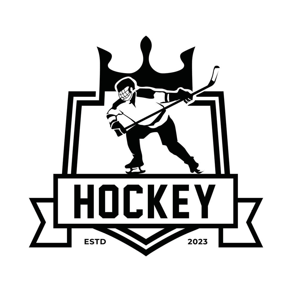 is hockey logotyp emblem, is hockey spelare silhuett, vektor logotyp mall design