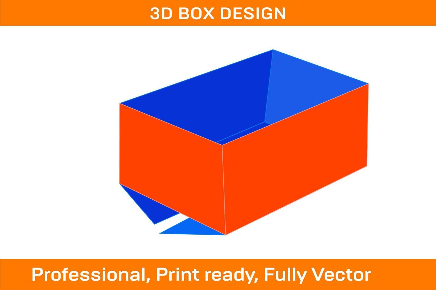 full överlappning korrugerad papper kartong låda Död linje tamplate och 3d låda vektor