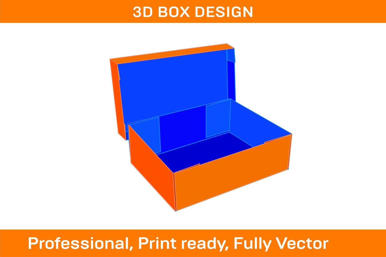 resizable korrugerad kartong låda standard låda 3d framställa och Död linje mall vektor