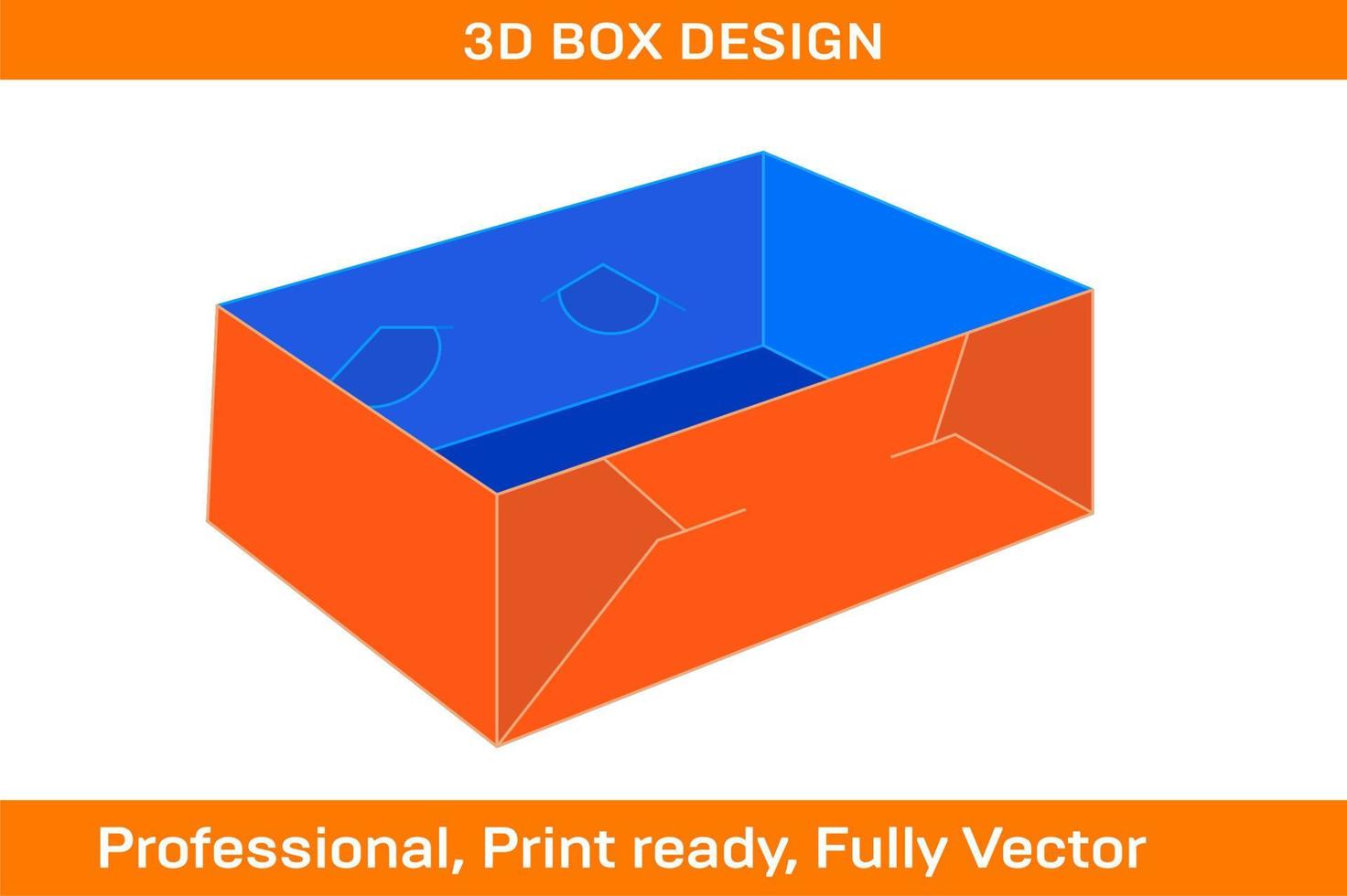 gewellt Tablett Box Dieline Tamplate und 3d Box vektor