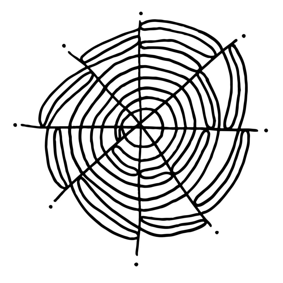 Kritzeln Sie Umrisse des Netzes, Spinnennetzes, Spinnennetzes, hauchdünn. kreatives design des halloween-hintergrundes. Doodle-Vektor. Hintergrund Hintergrund. vektor