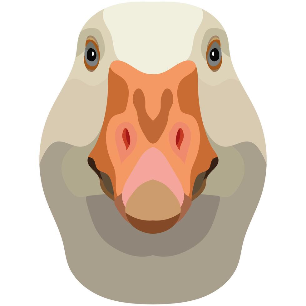 Gans Gesicht. ein Illustration von das Schnauze von ein Schnabeltier Vogel ist abgebildet. hell Porträt auf ein Weiß Hintergrund. Vektor Grafik. gefiedert Logo