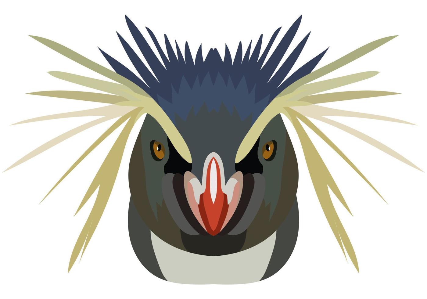 kunglig pingvin ansikte. ett illustration av de munkorg av en skön fågel är avbildad. ljus porträtt på en vit bakgrund. vektor grafik. befjädrad logotyp