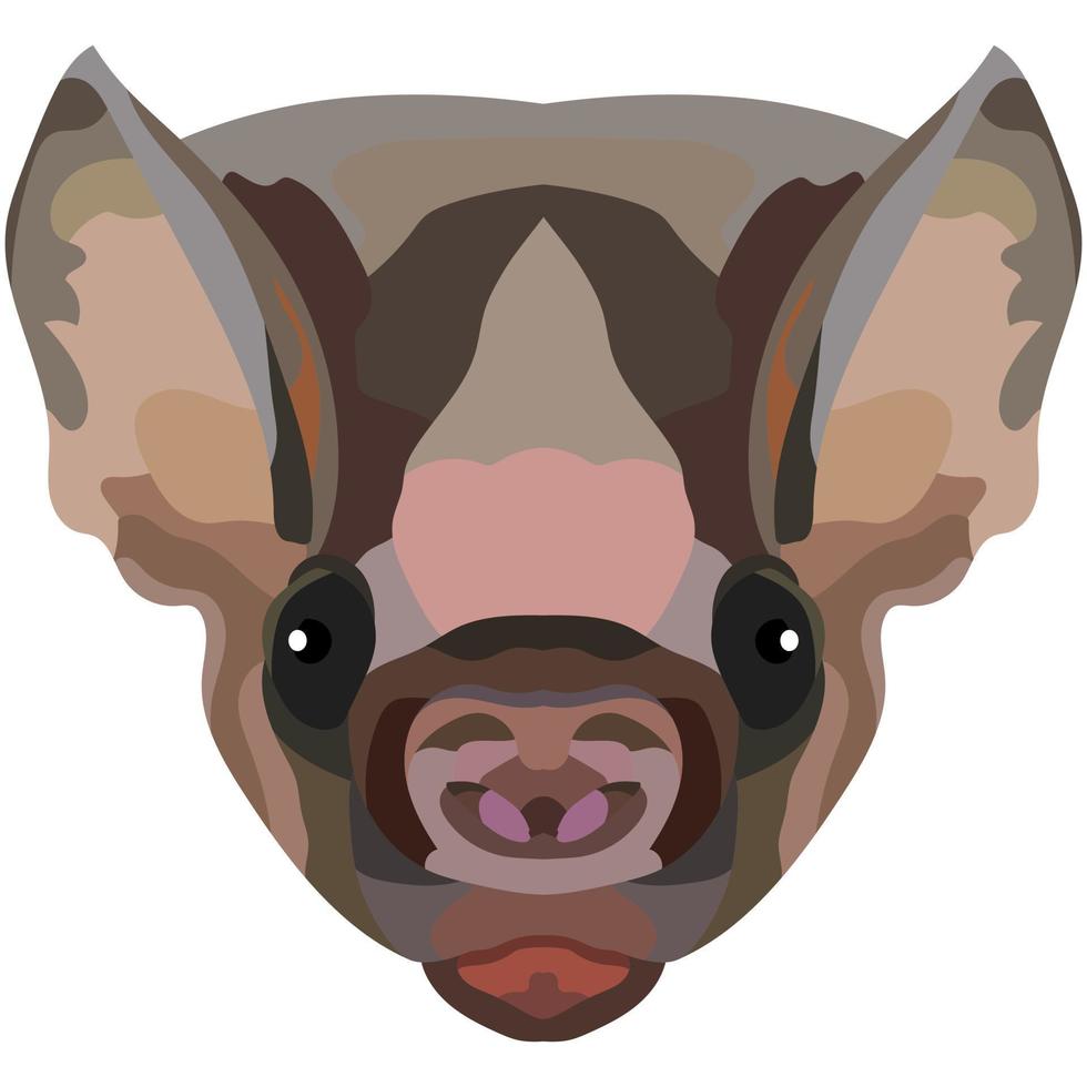 Schläger Gesicht. ein Illustration von das Schnauze von ein geflügelt Maus ist abgebildet. hell Porträt auf ein Weiß Hintergrund. Vektor Grafik. Tier Logo.