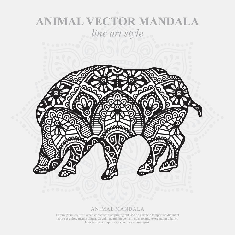 Schweinemandala. Vintage dekorative Elemente. orientalisches Muster, Vektorillustration. vektor