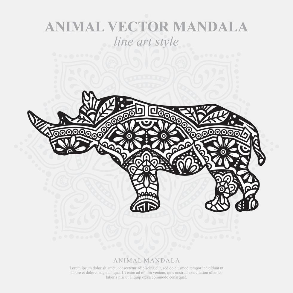 Nashorn Mandala. Vintage dekorative Elemente. orientalisches Muster, Vektorillustration. vektor