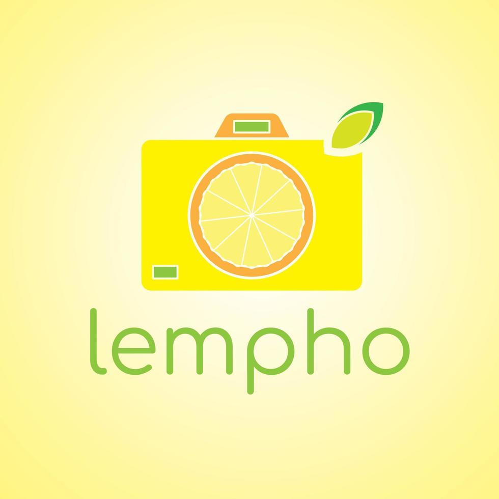 logotyp design med kamera och citron- begrepp vektor