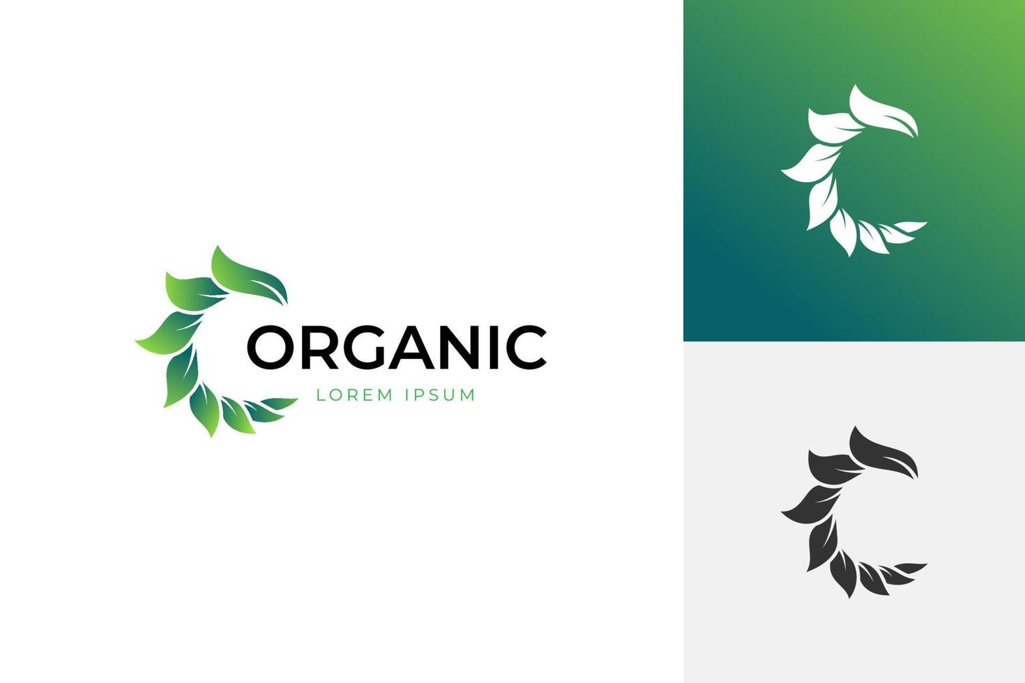 första brev c blad natur vektor logotyp ikon design för organisk produkt, tecken, element logotyp, bio, ekologi identitet varumärke logotyp