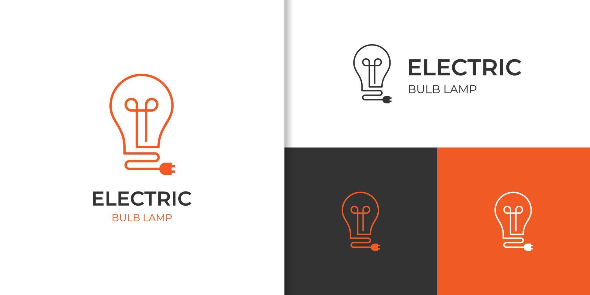 modern Logos von Licht Birne Technik kreativ Idee. Vektor Lampe elektrisch scheinen Logo Design mit Plug-In oder Steckdose Symbol Element