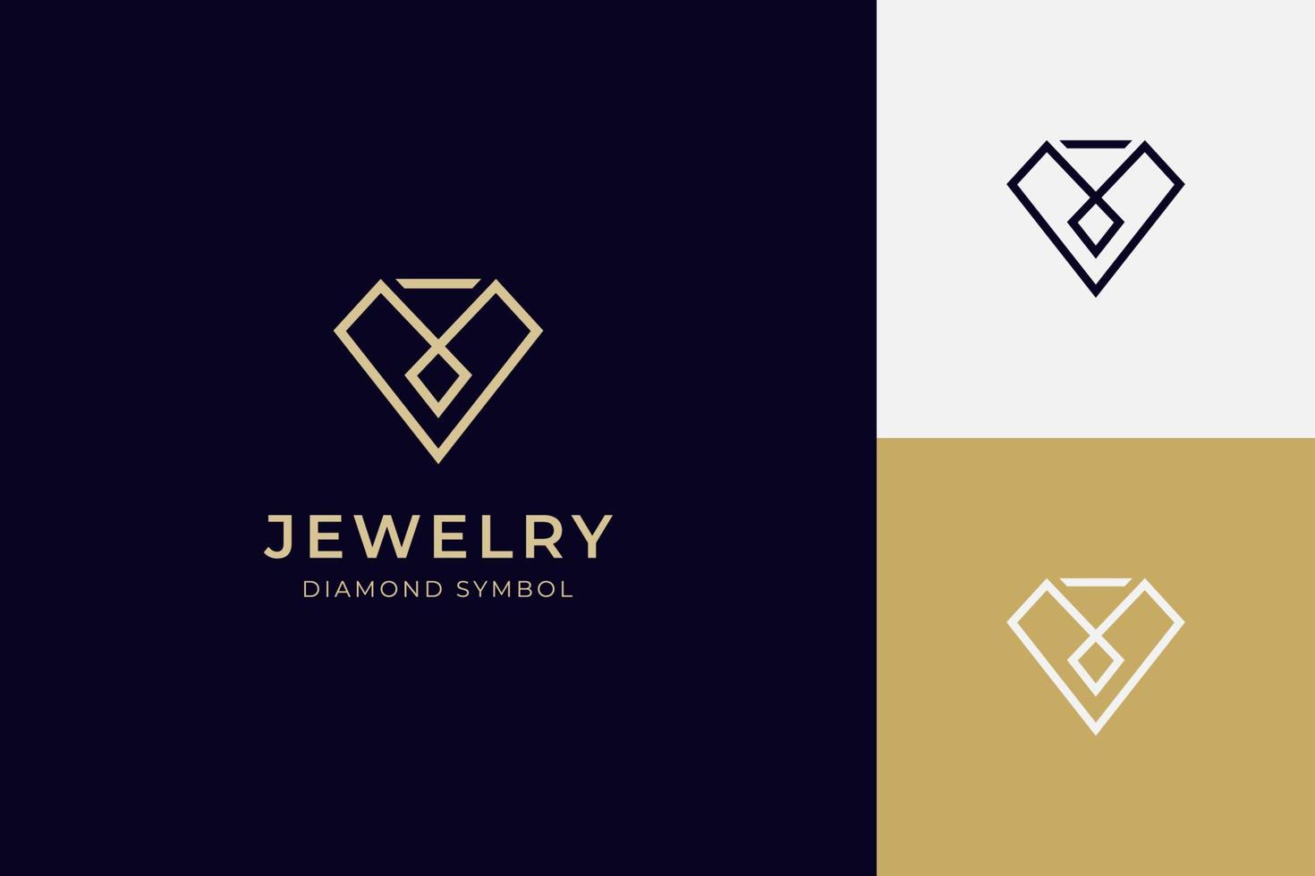 Luxus Linie Diamant mit Schmuck elegant Logo Symbol Design Konzept zum Schmuck Geschäft Geschäft Identität Logo Illustration einfach minimal linear Stil vektor