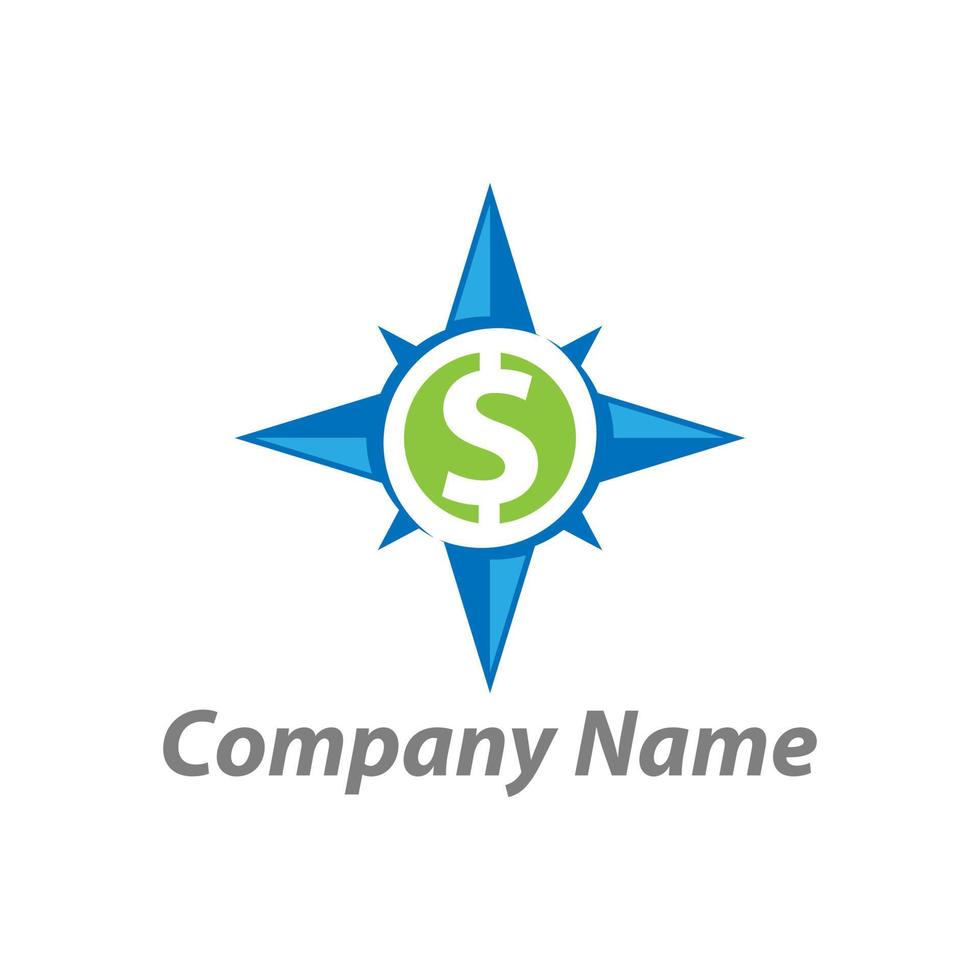 Dollar Finanzen Logo Design. Geld Geschäft Richtung Kompass Konzept unterzeichnen. Investition Symbol Symbol. Vektor Illustration.