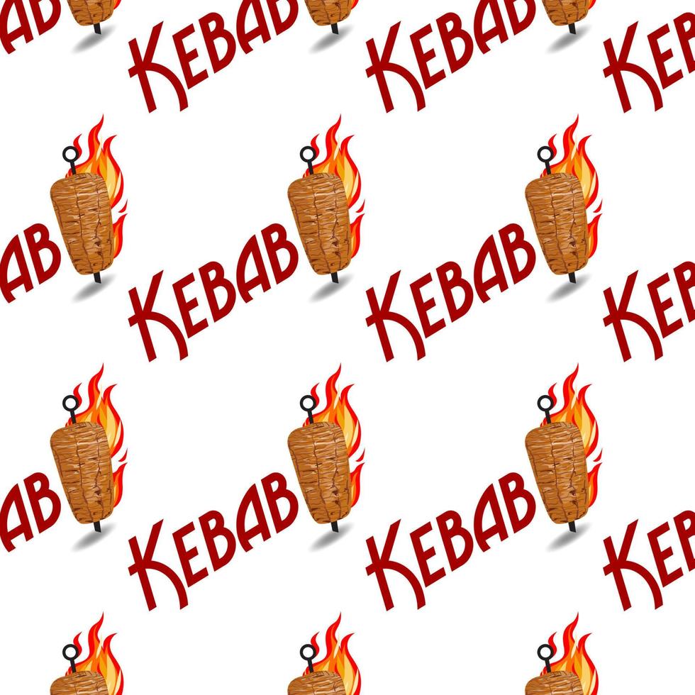 Döner Kebab Logo Muster schnell Lebensmittel. nahtlos Muster. vektor