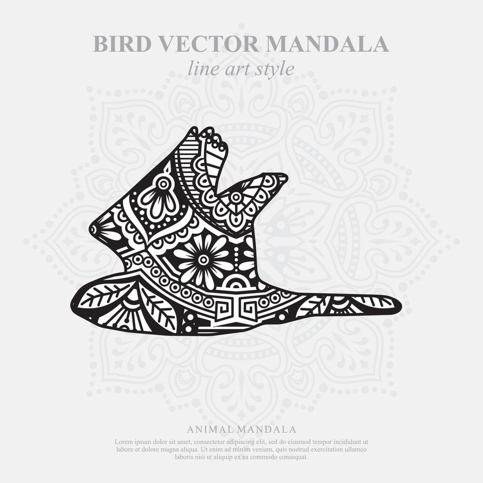 fågelmandala. vintage dekorativa element. orientaliskt mönster, vektorillustration. vektor