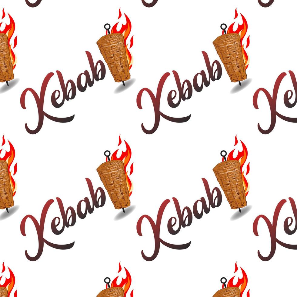 Döner Kebab Logo Muster schnell Lebensmittel. nahtlos Muster. vektor