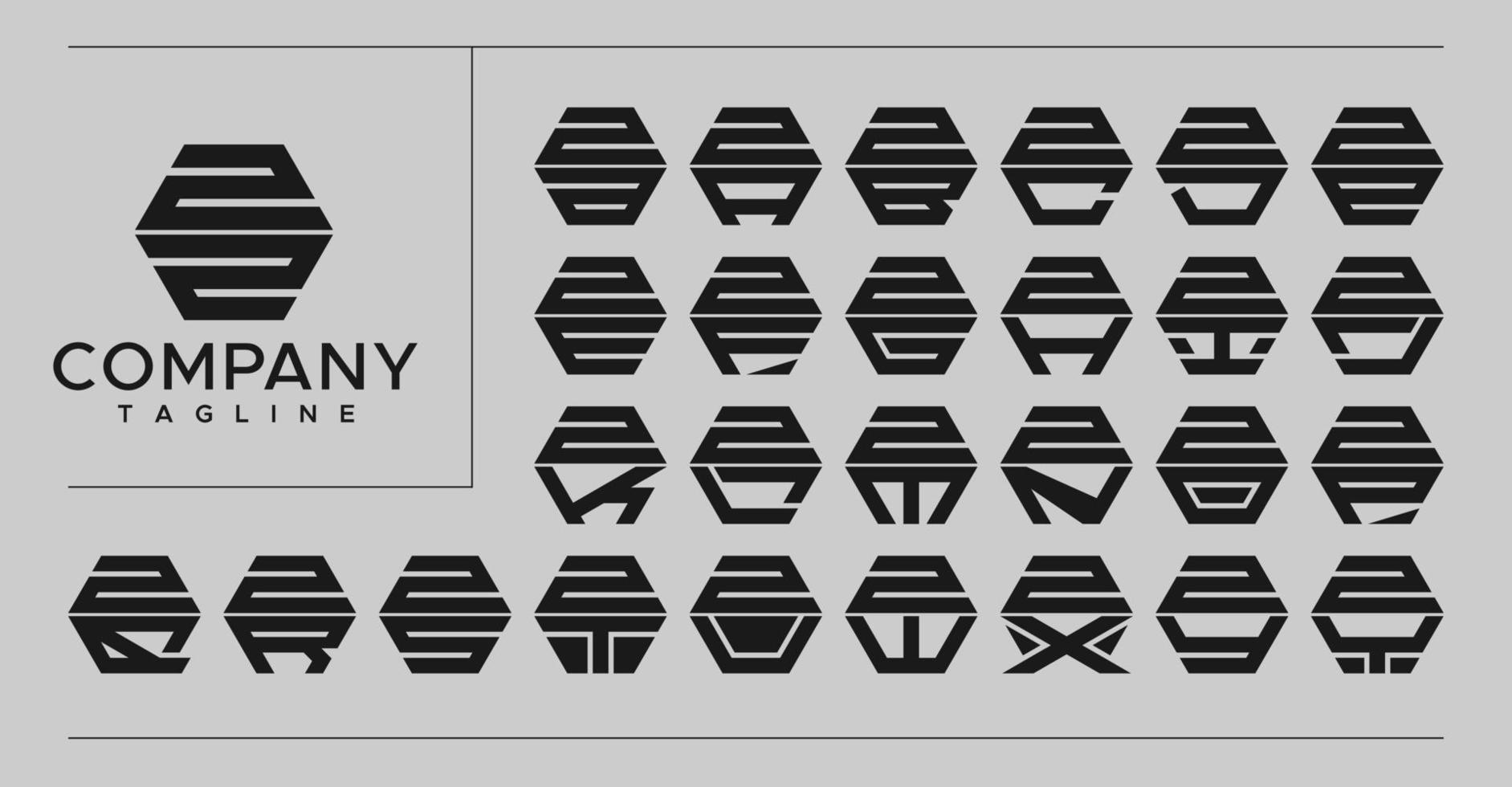 modern Linie Hexagon Brief z Logo Design. Technologie zz z Brief Logo Vektor Satz.