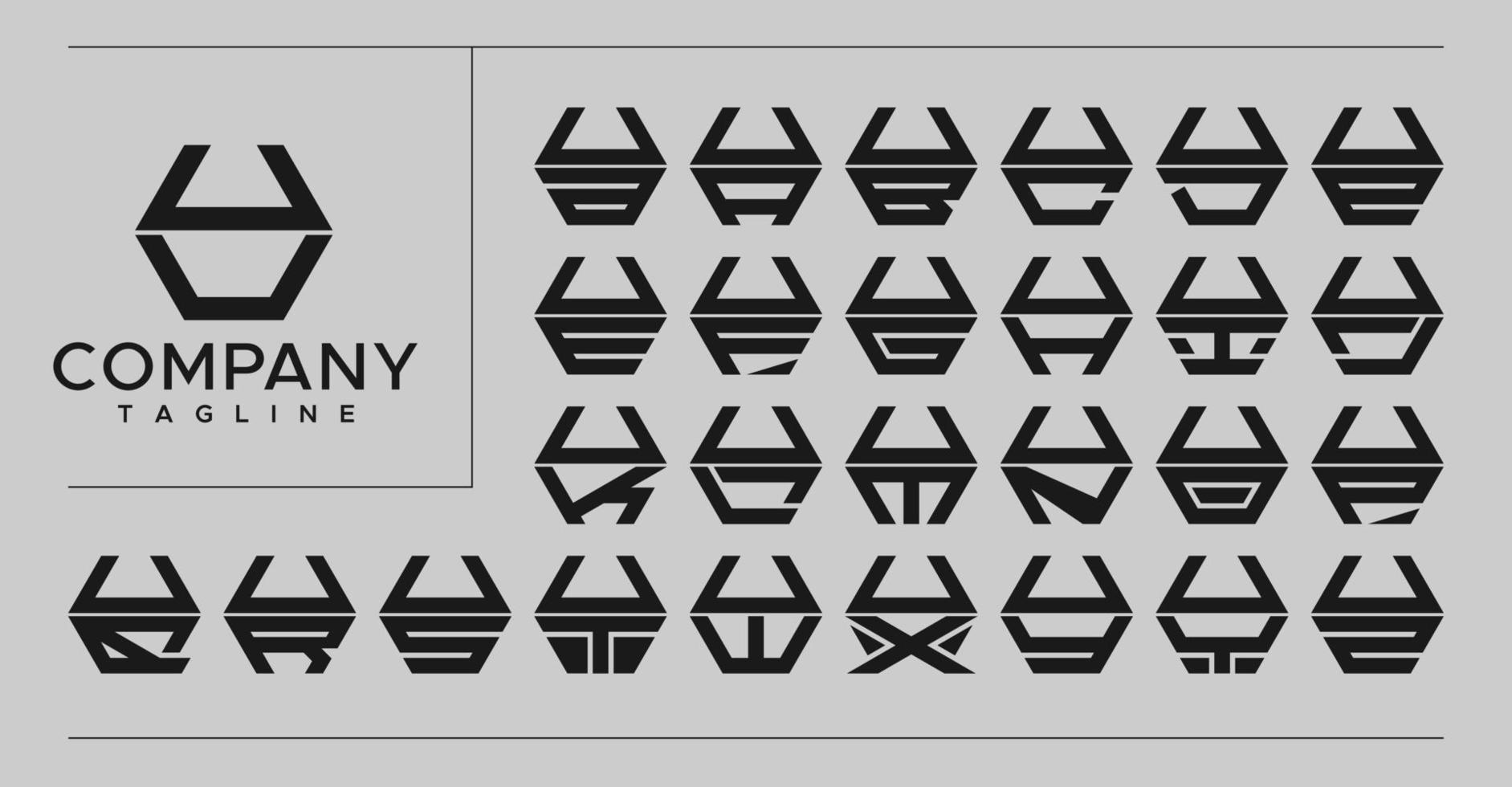 modern linje sexhörning brev u logotyp design. teknologi U u u brev logotyp vektor uppsättning.