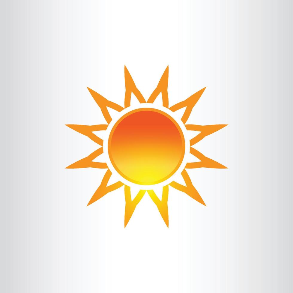 Sonne Vektor isoliert Sommer-Icon-Design. Vektor gelbes Sonnensymbol