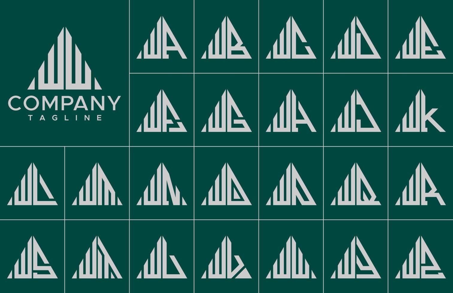modern Dreieck Brief w Logo Design Vorlage Satz. einfach Linie w Initiale Logo Marke. vektor