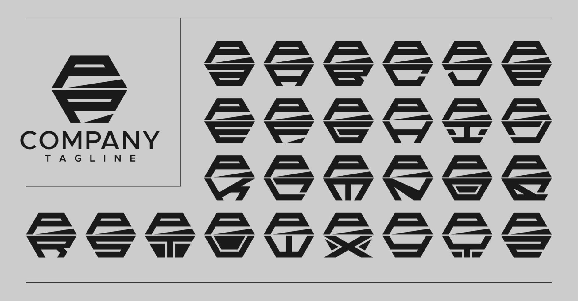 modern linje sexhörning brev p logotyp design. teknologi sid p brev logotyp vektor uppsättning.