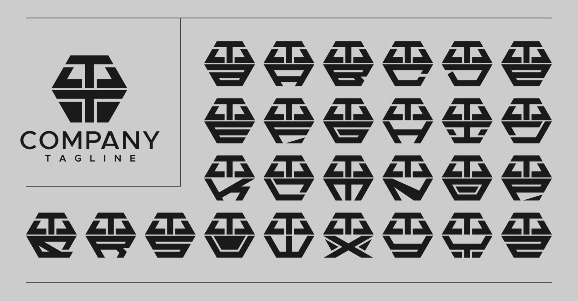 modern linje sexhörning brev t logotyp design. teknologi tt t brev logotyp vektor uppsättning.