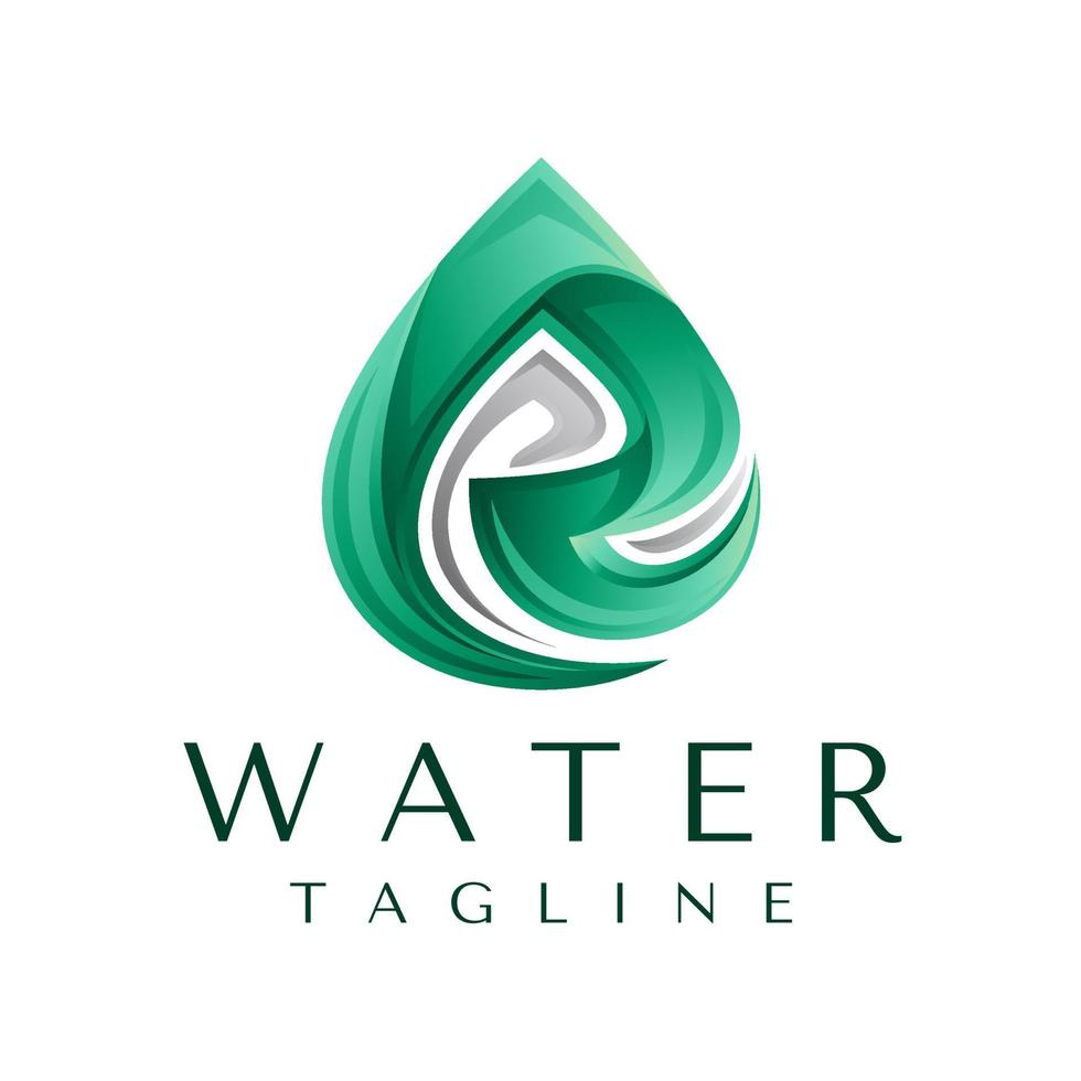 Gradient Wasser fallen Brief r Logo Design Vorlage. modern Wasser r Initiale Logo Vektor. vektor