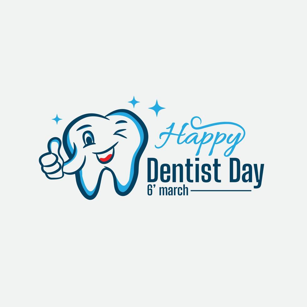 Lycklig tandläkarens dag logotyp vektor mall design