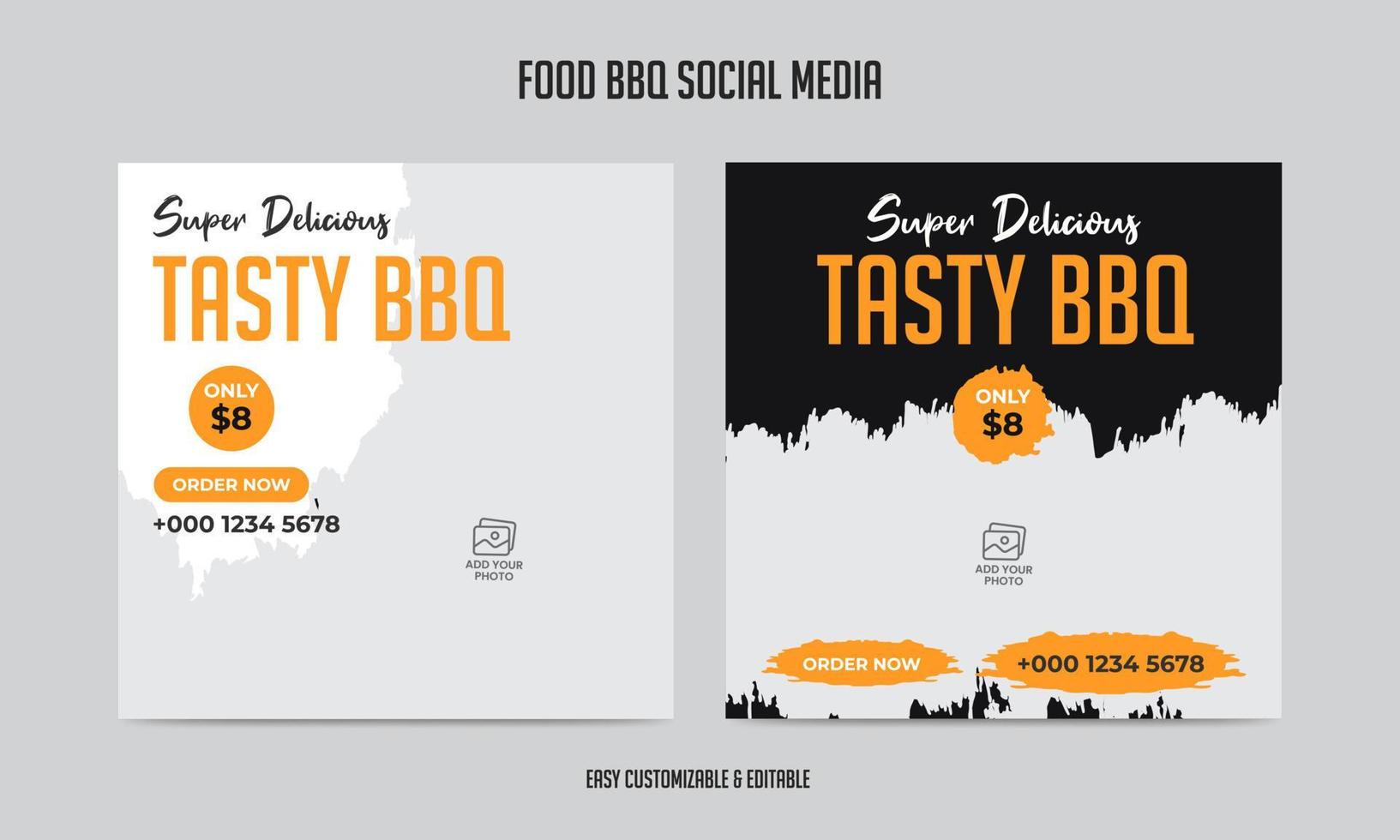 grilla social media posta mall utsökt grill bbq mat social media webb baner vektor