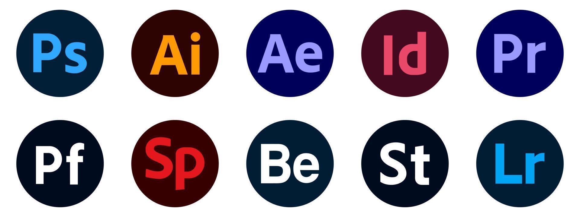 satz beliebter adobe-apps-symbole vektor