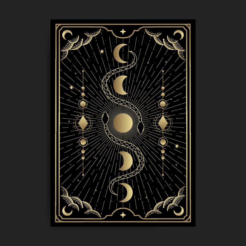 zwei Schlangen mit Mond Phase golden Illustration vektor