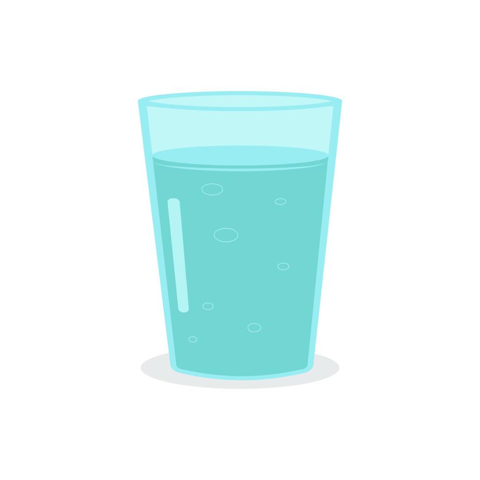 en glas av rena färsk dricka vatten. vektor illustration på en vit bakgrund. platt.