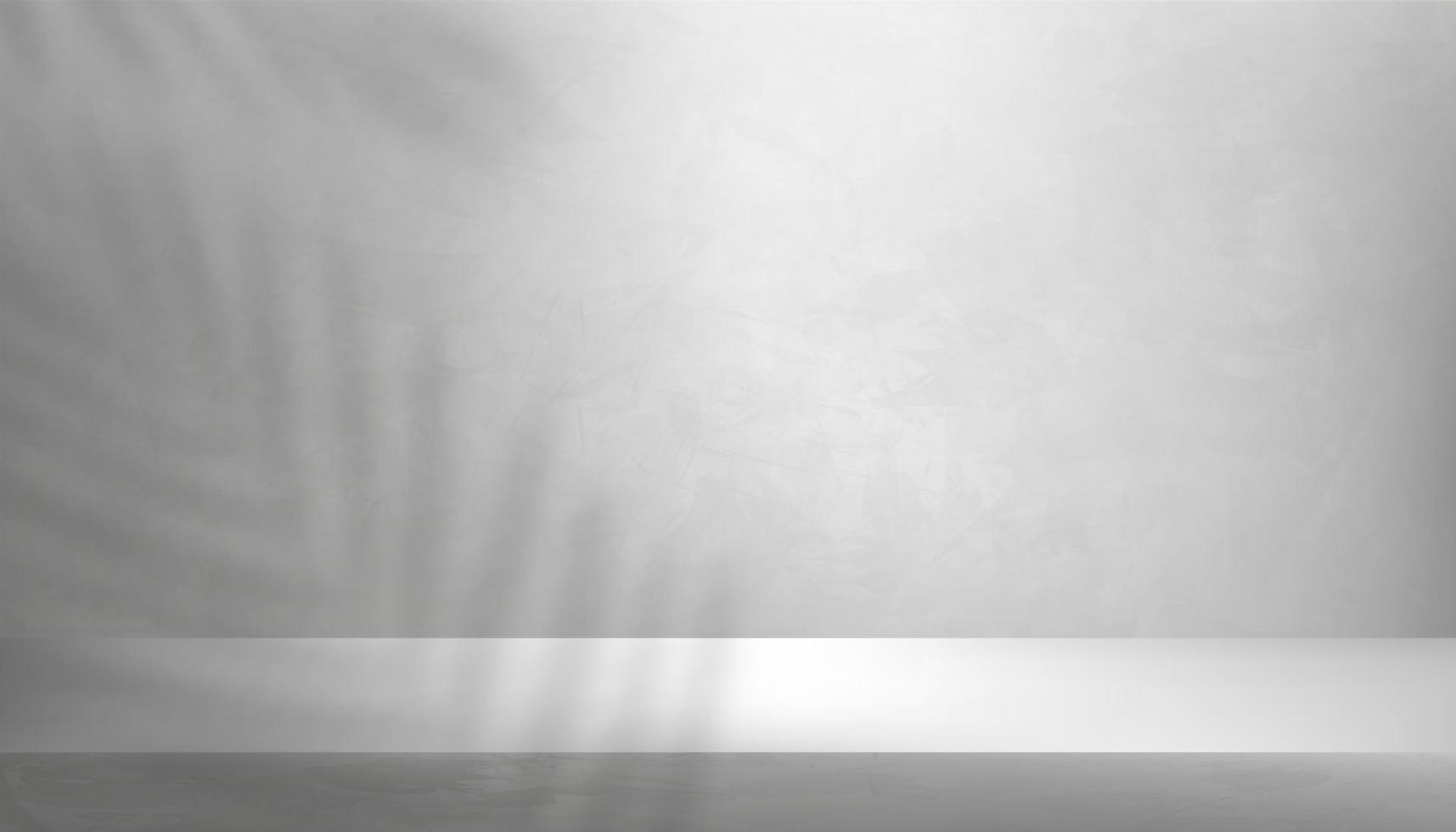 Mauer grau Beton Textur Hintergrund mit Palme verlassen Schatten Überzug, grau Zement Boden, Tropen Blatt Silhouette auf geknackt Oberfläche Muster, Hintergrund Hintergrund 3d Anzeige Studio zum Produkt Präsentation vektor
