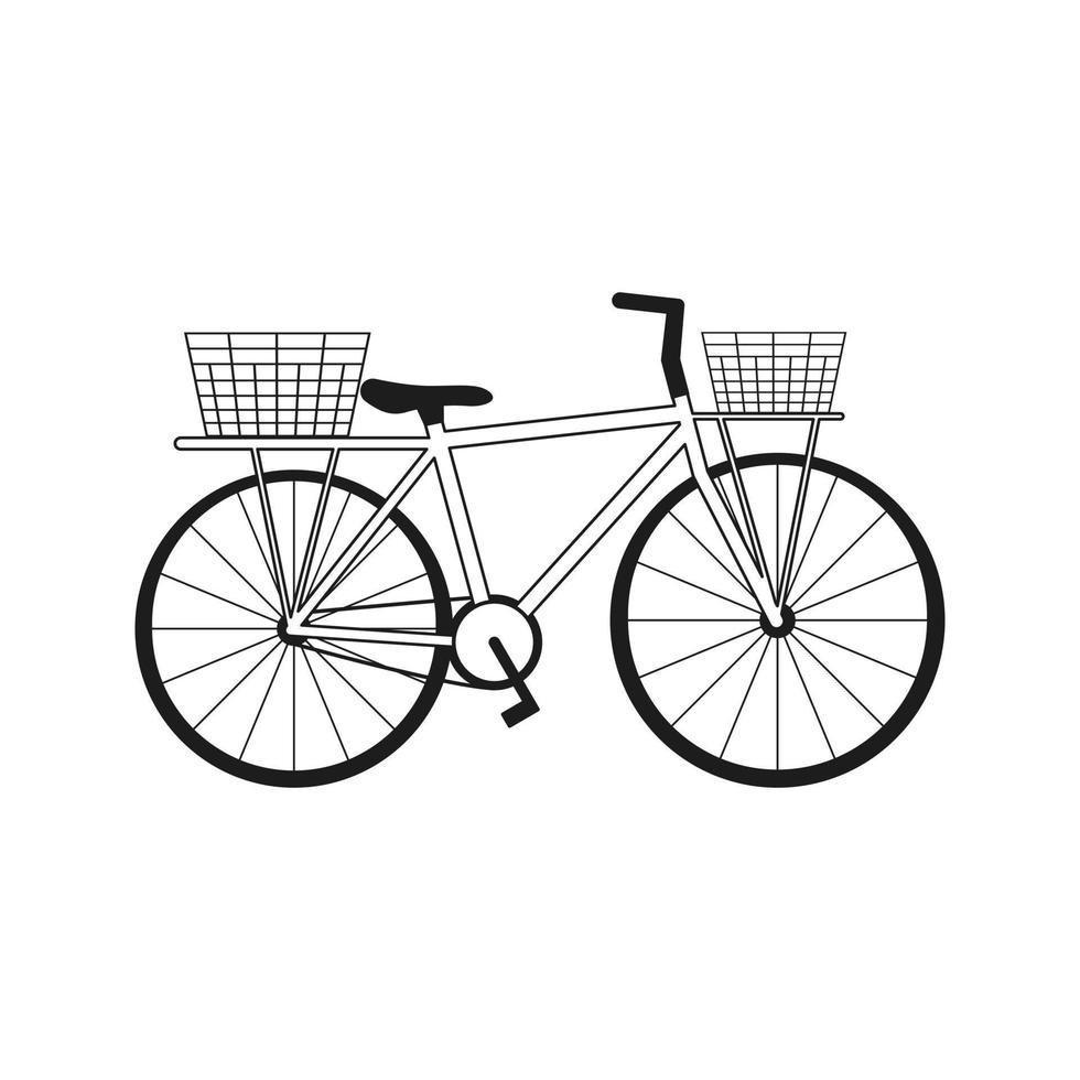Fahrrad mit Körbe isoliert auf Weiß Hintergrund. Hand gezeichnet skizze.vektor Illustration. einfach Gekritzel Stil. vektor