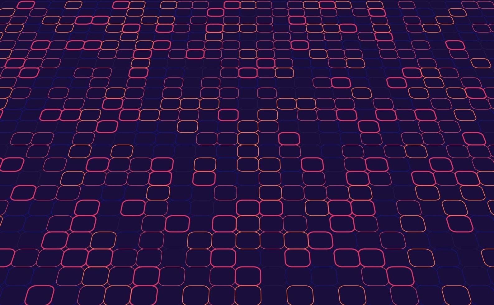 Quadratische rote und gelbe Mustergrafik der abstrakten Technologieperspektive auf dunkelblauem Hintergrund. modernes futuristisches geometrisches Design. Vektorillustration vektor